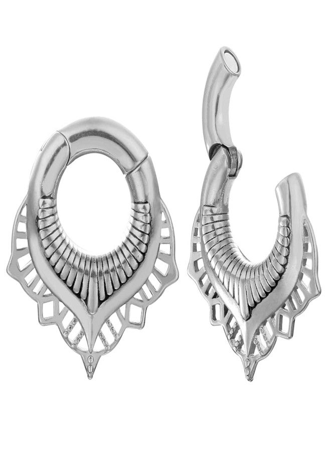 Earblity 6mm (2g) Silver Floral Ear Hangers Weights 2g for Stretching Ear Lobe 316 Stainless Steel Ear Gauges Dangle Piercing Tunnels Women Body Jewelry 2PCS - Image 1